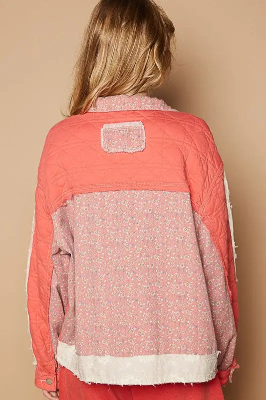 Floral Patchwork Coral Jacket - Eclectage