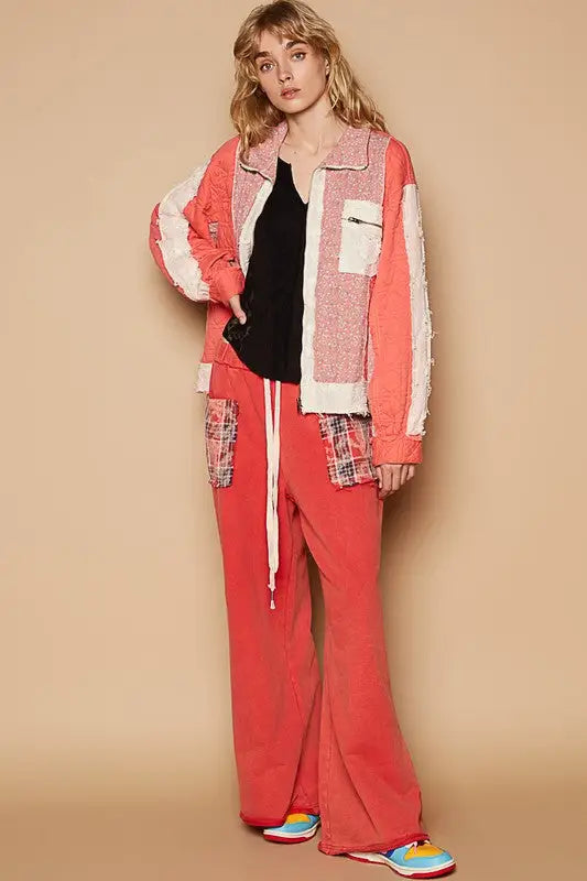 Floral Patchwork Coral Jacket - Eclectage