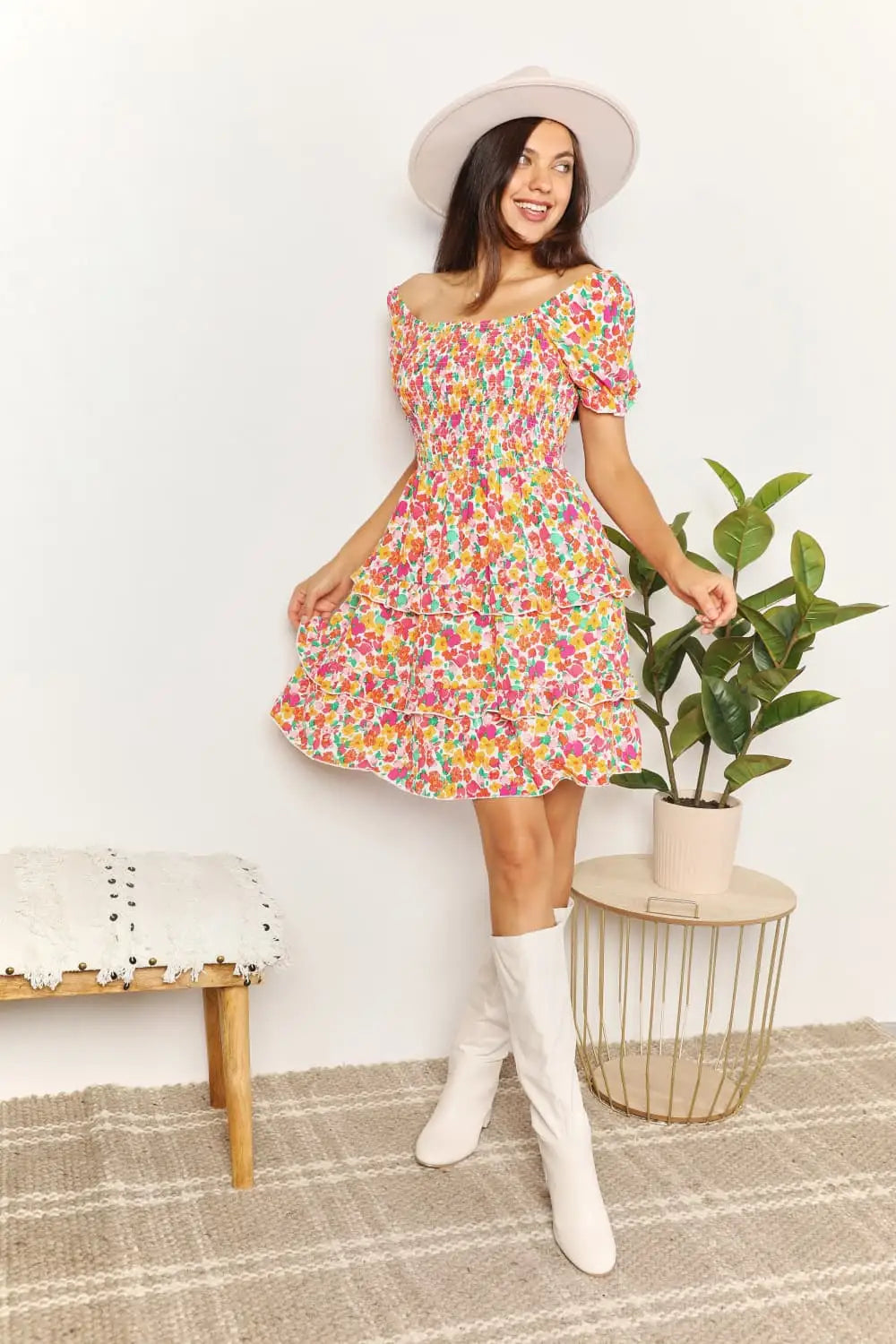 Floral Sweetheart Mini Dress - Mini Dresses