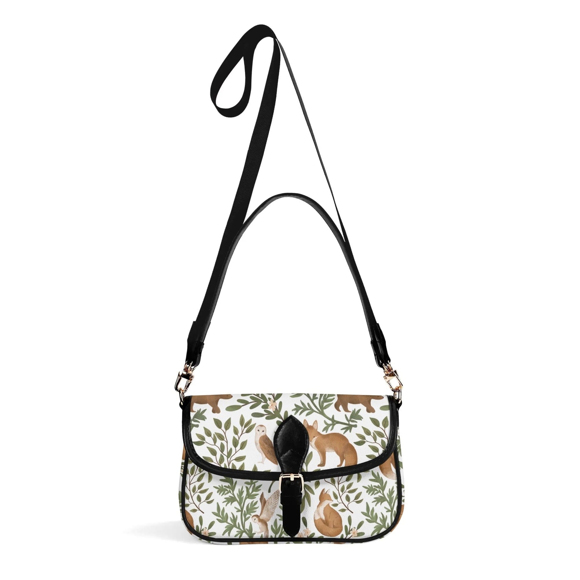 Black Forest Animals Womens Crossbody Bag Square Faux Leather Bag