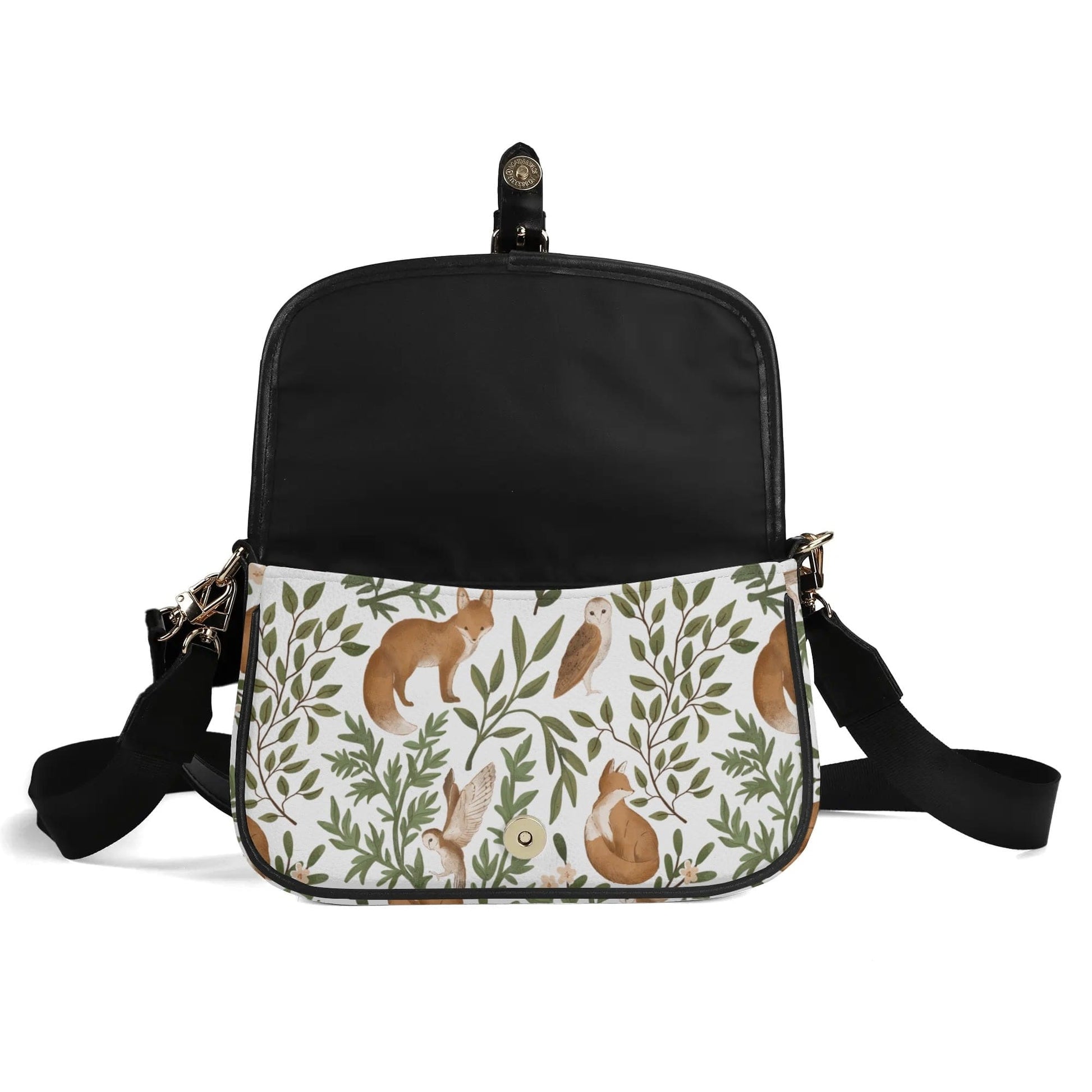 Black Forest Animals Womens Crossbody Bag Square Faux Leather Bag