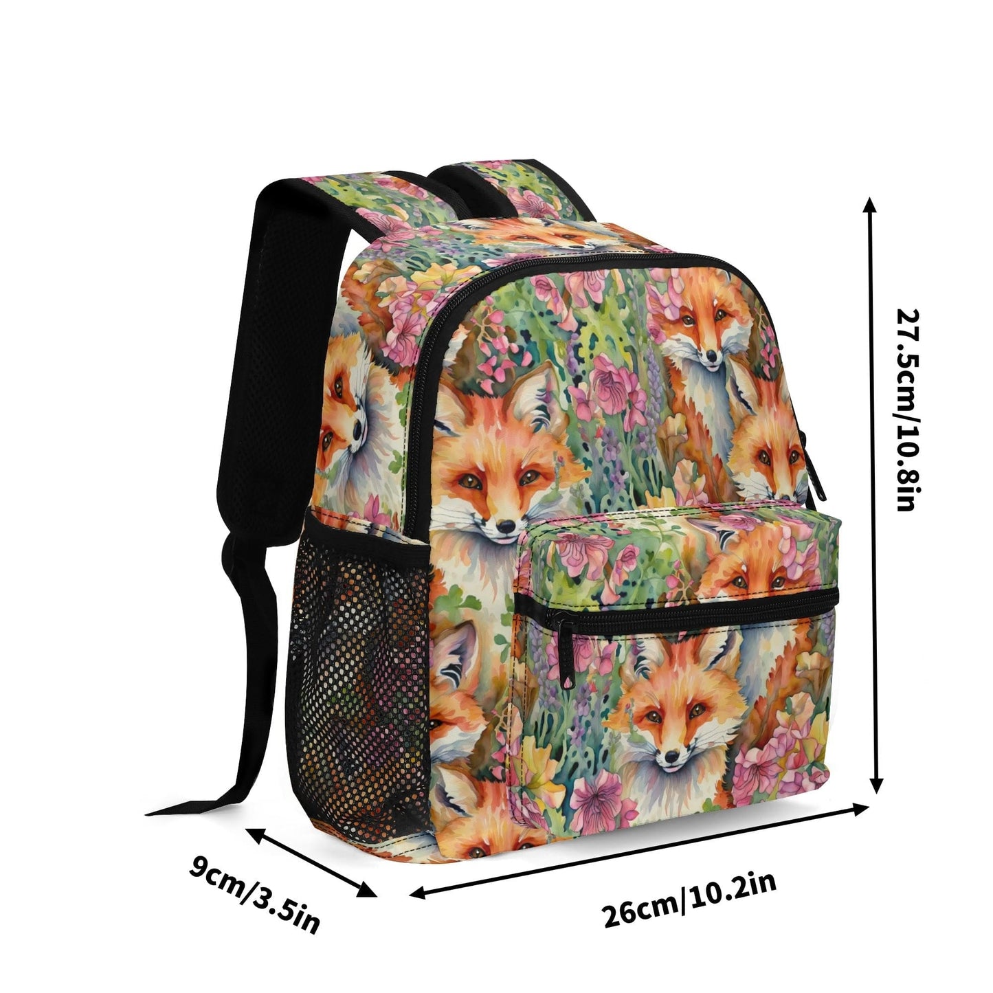 Fall Squirrels 11Backpack Naturecore Daypack Twill Polyester Back Pack Purse Shoulder Bag with Mesh Pockets and Front