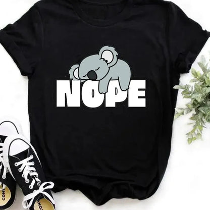 Funny Koala My Puns Are Nope Print Harajuku Top Women T-shirt Casual ladies basic O-collar Short Sleeved T-shirt