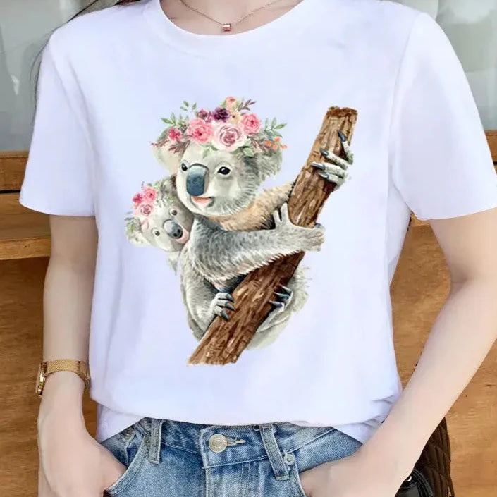 Funny Koala My Puns Are Nope Print Harajuku Top Women T-shirt Casual ladies basic O-collar Short Sleeved T-shirt