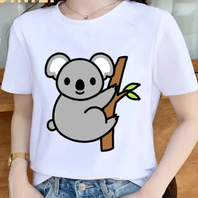 Funny Koala My Puns Are Nope Print Harajuku Top Women T-shirt Casual ladies basic O-collar Short Sleeved T-shirt