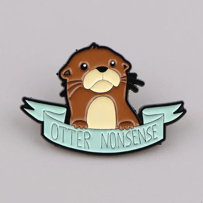 Funny Otter Brooches for Women Enamel Pins Animal Badges Lapel Pins for Backpack Phrase Jewelry Clothing Accessories