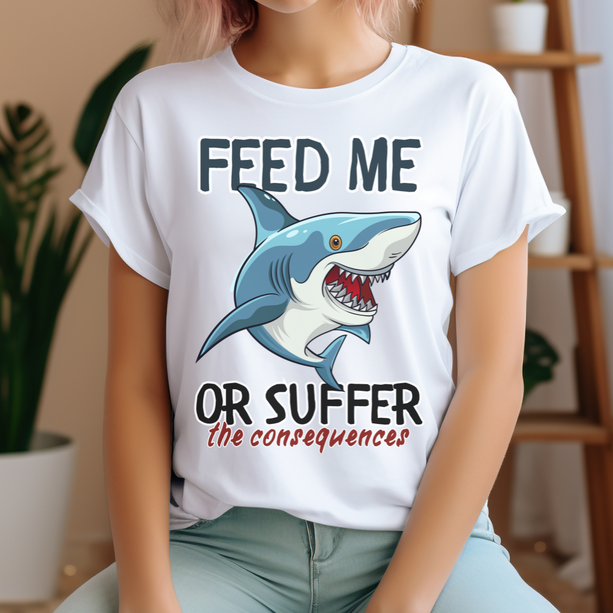 Funny Shark Feed Me or Suffer T-Shirt