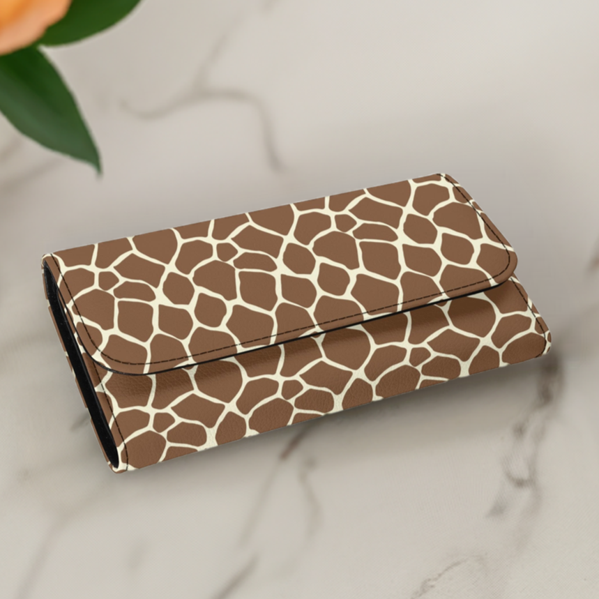 Giraffe Print RFID Trifold Clutch Wallet