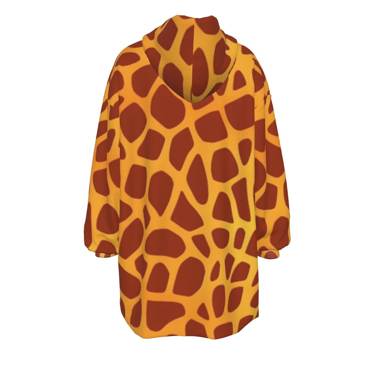 Giraffe Print Sherpa Fleece Hoodie with Sleeves