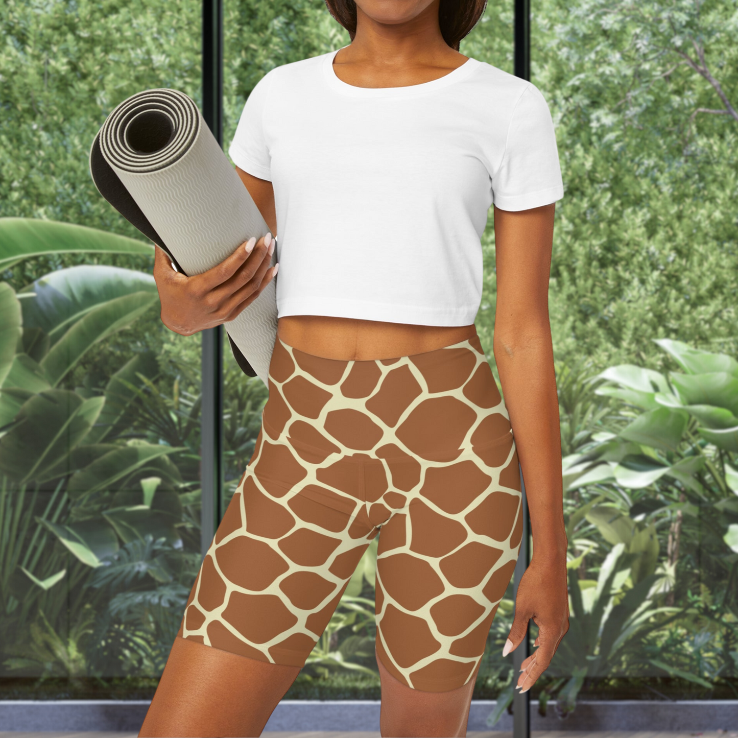 Giraffe Print Yoga Shorts