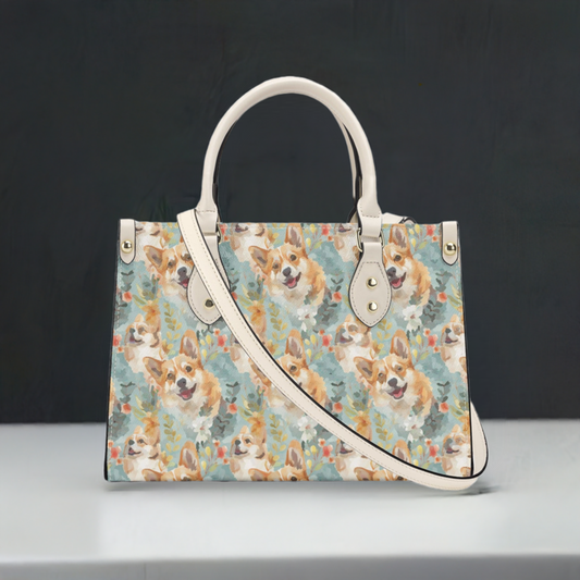 Corgi Dogs Faux Leather Handbag