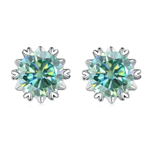 Green Moissanite Stud Earrings S01AGM / 925 Sterling Silver / United States