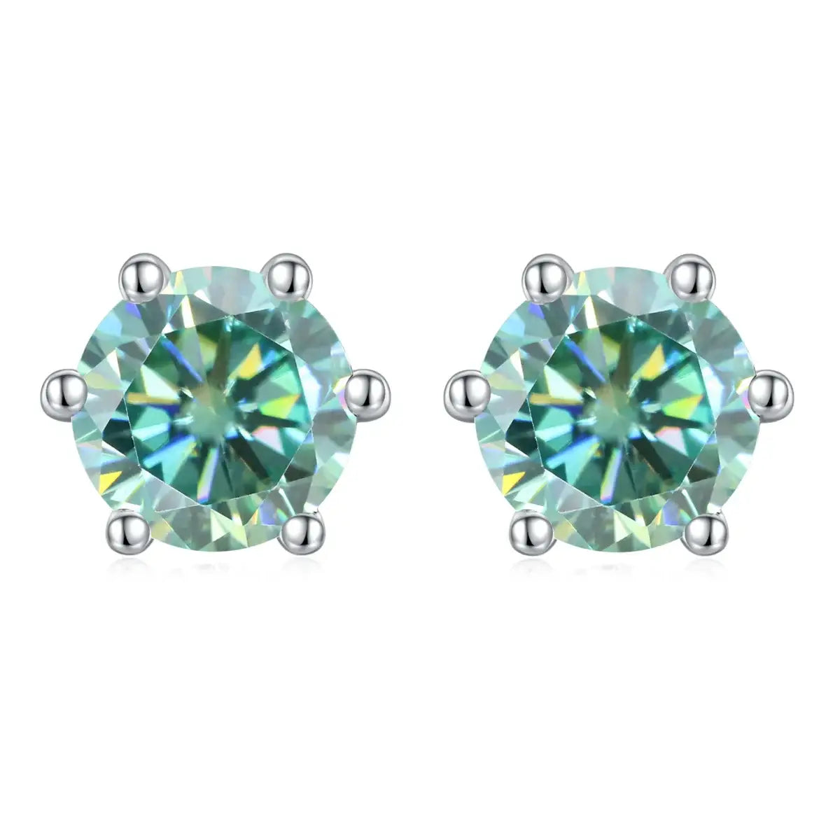Green Moissanite Stud Earrings S03AGM / 925 Sterling Silver / United States
