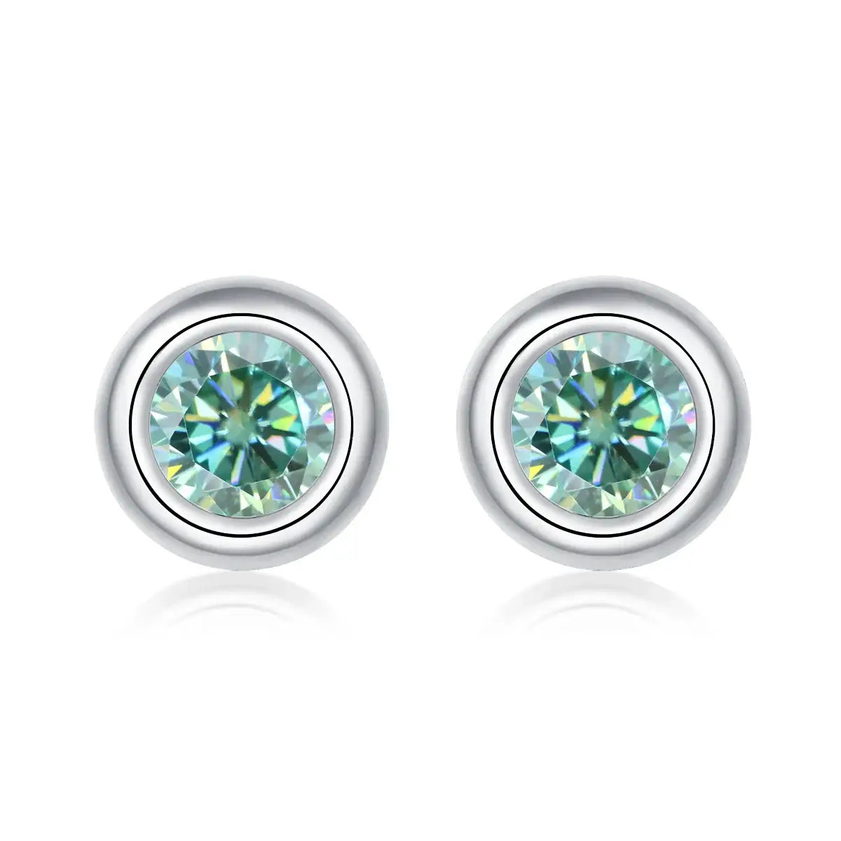 Green Moissanite Stud Earrings S40AGM / 925 Sterling Silver / United States