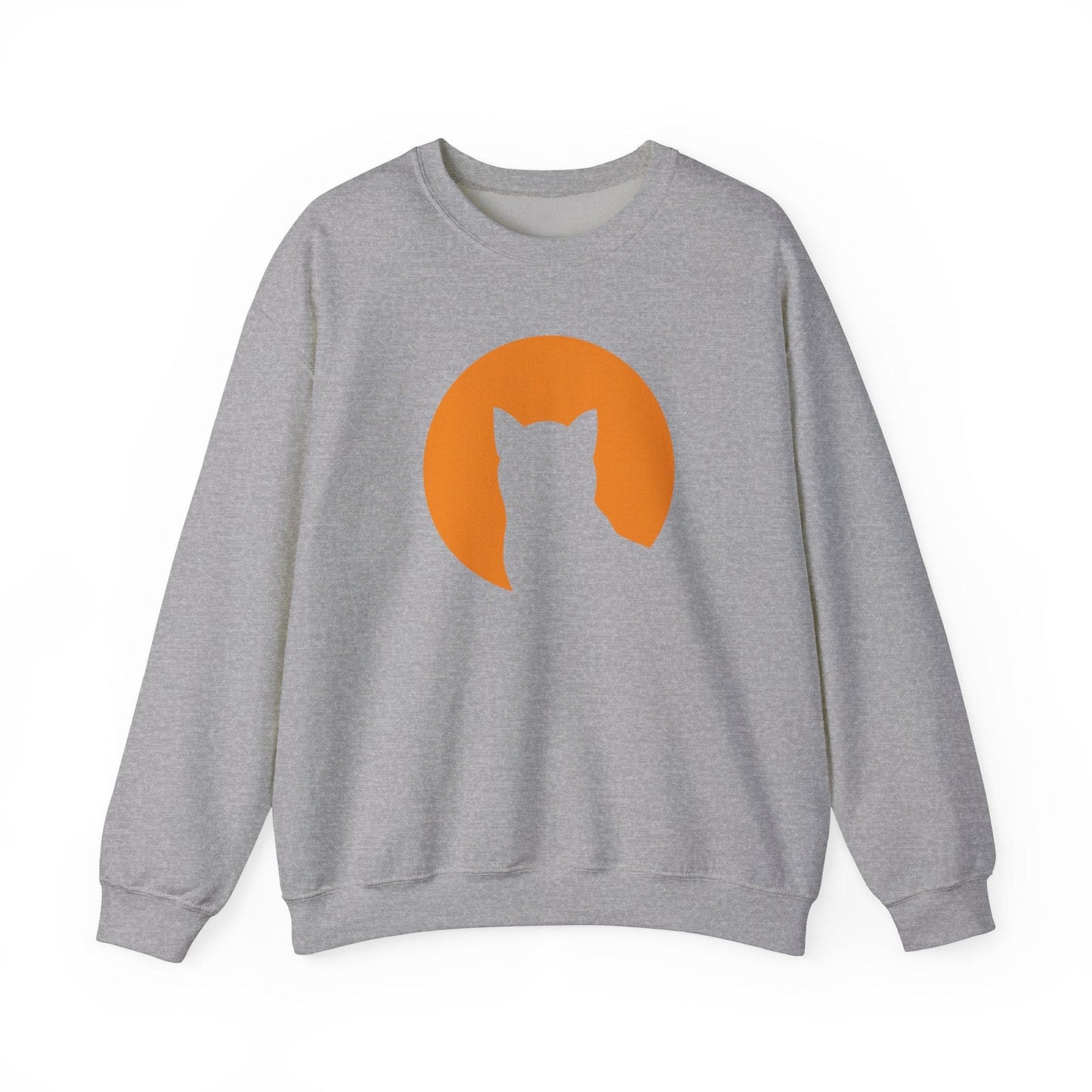 Cat Sweatshirt - Silhouette in Front of Harvest Moon Crewneck Pullover