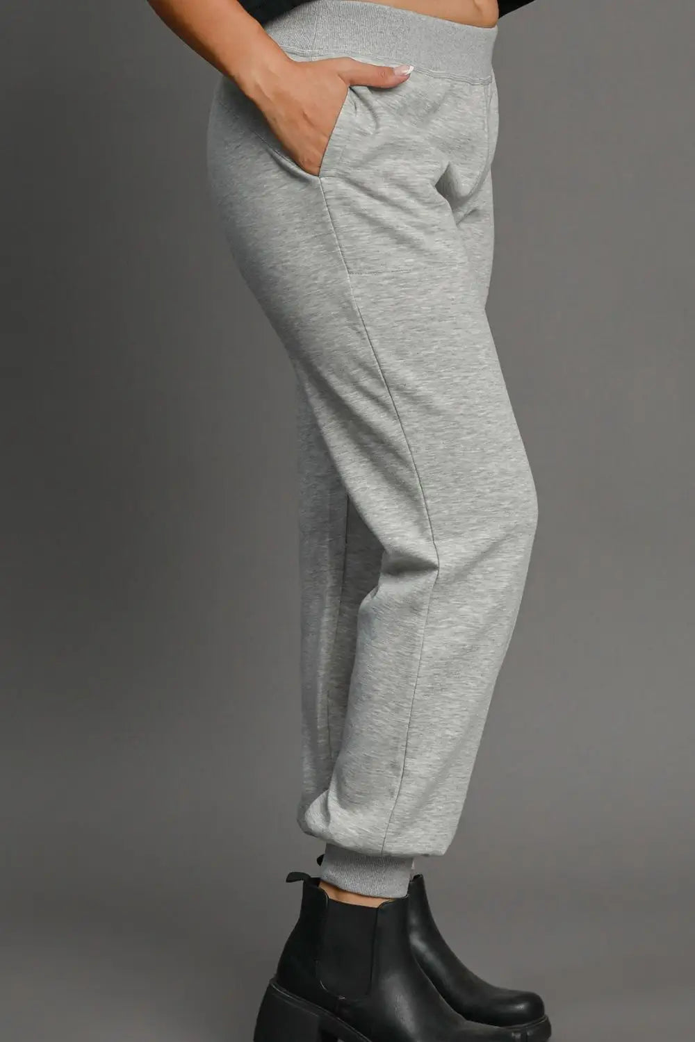 High Rise Elastic Waist Knit Joggers - Joggers