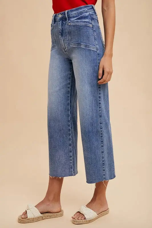 High Rise Wide Leg Cropped Jeans - Eclectage