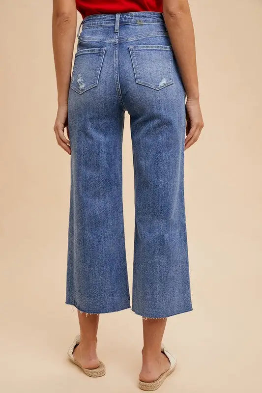 High Rise Wide Leg Cropped Jeans - Eclectage