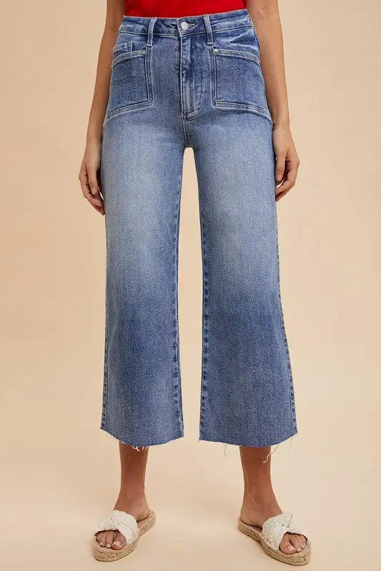 High Rise Wide Leg Cropped Jeans - Eclectage