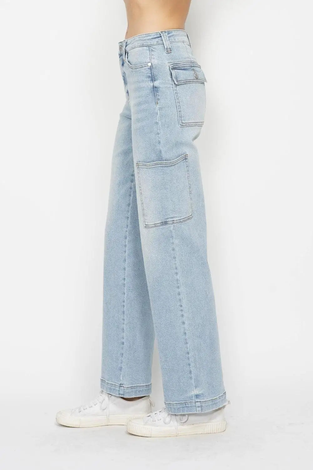 High Waist Straight Cargo Jeans - Cargo Jeans