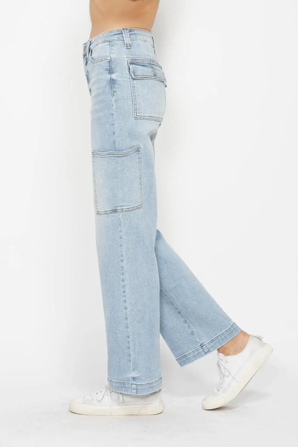 High Waist Straight Cargo Jeans - Cargo Jeans