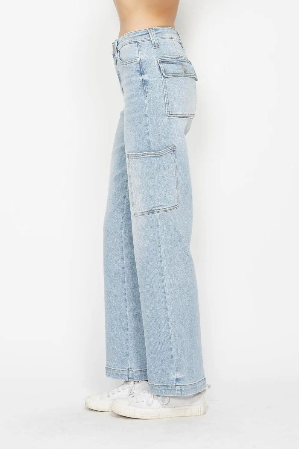 High Waist Straight Cargo Jeans - Cargo Jeans