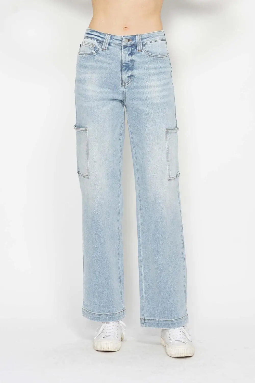 High Waist Straight Cargo Jeans - Cargo Jeans