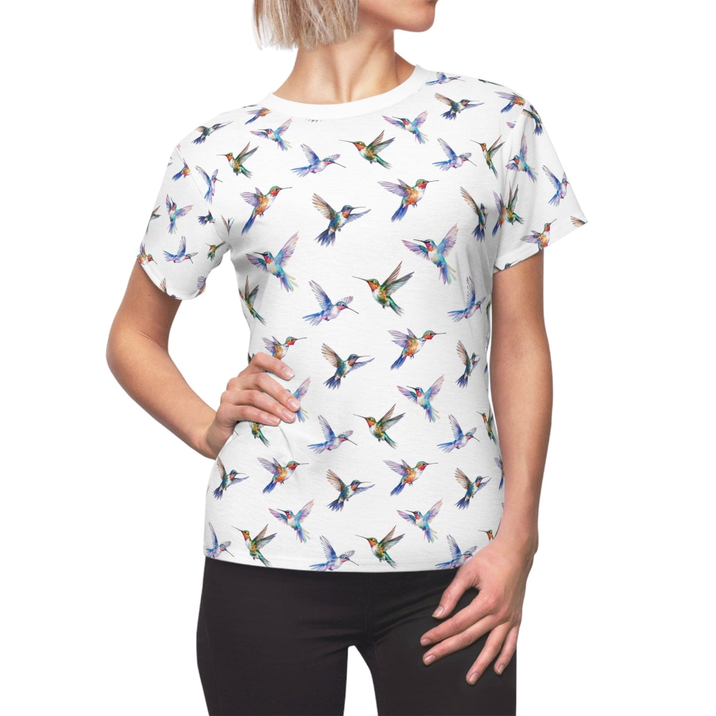 Hummingbird Print Colorful Bird Pattern Shirt