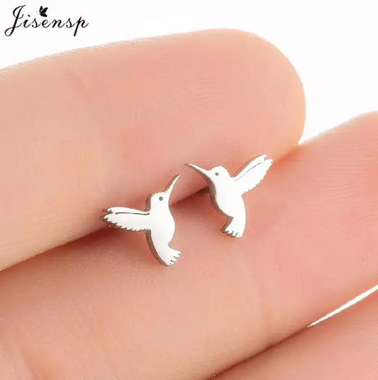 Hummingbirds Tiny Stainless Steel Animal Stud Earrings