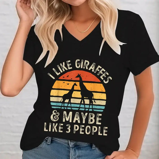 I Like Giraffes and Maybe 3 People T-shirt