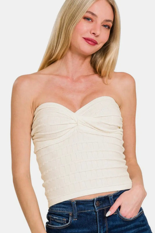 Twisted Sweetheart Neck Top - Eclectage