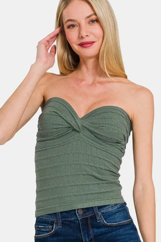 Twisted Sweetheart Neck Top - Eclectage
