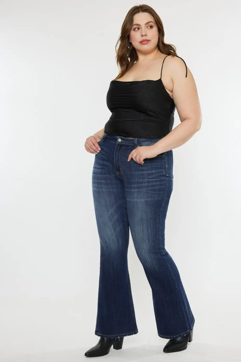 Kancan Full Size Mid Rise Slim Flare Jeans - Flare Jeans