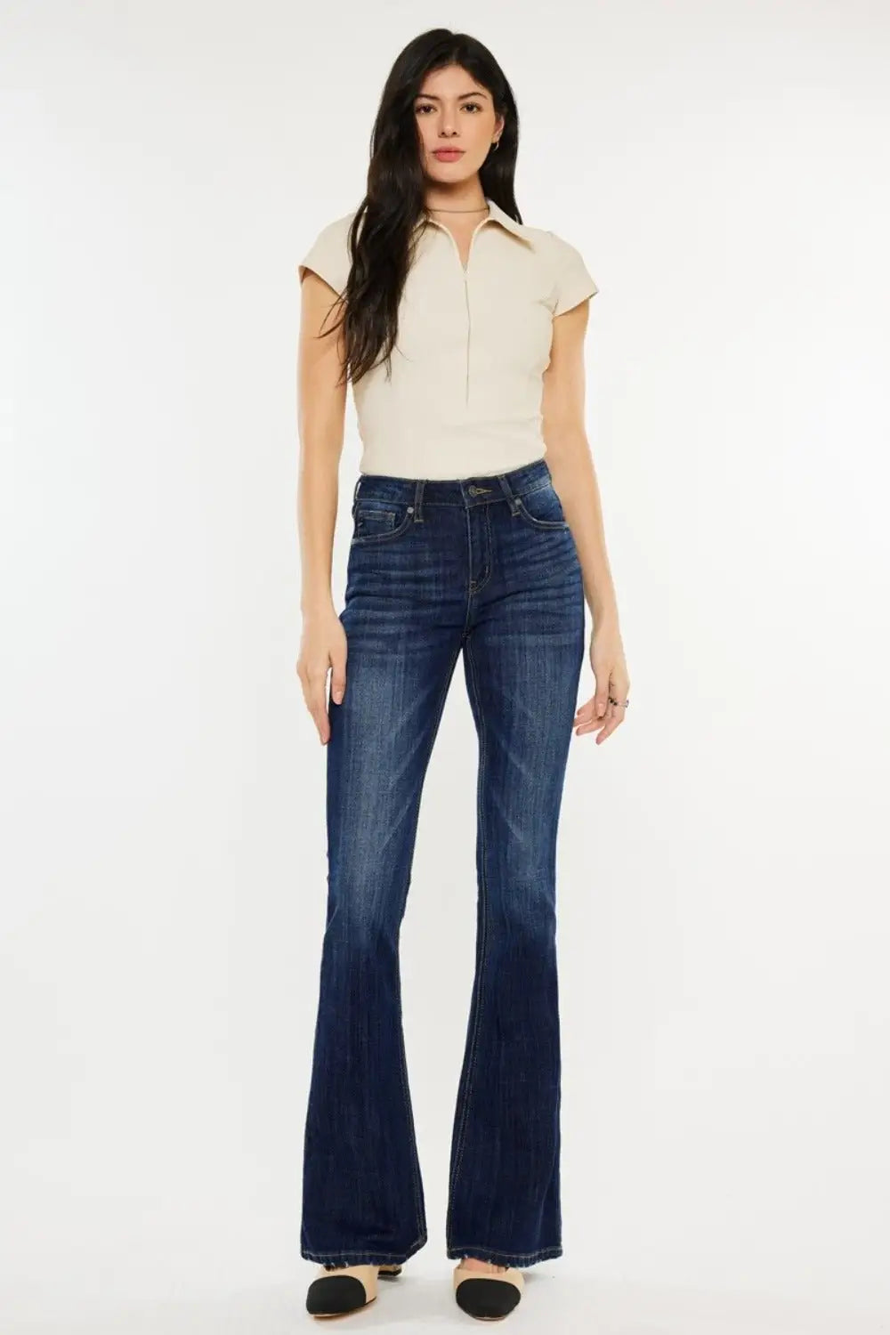 Kancan Full Size Mid Rise Slim Flare Jeans - Flare Jeans