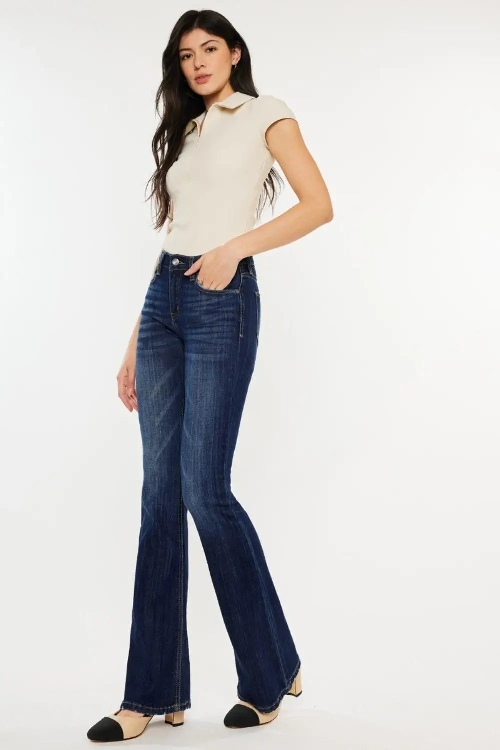 Kancan Full Size Mid Rise Slim Flare Jeans - Flare Jeans
