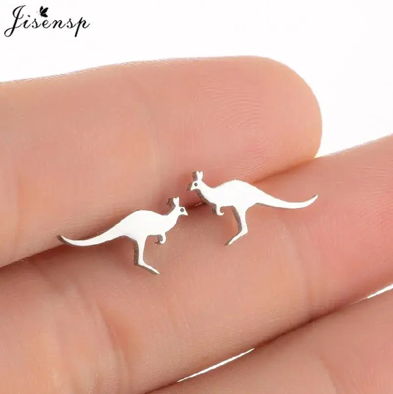 Kangaroo Tiny Stainless Steel Stud Earrings