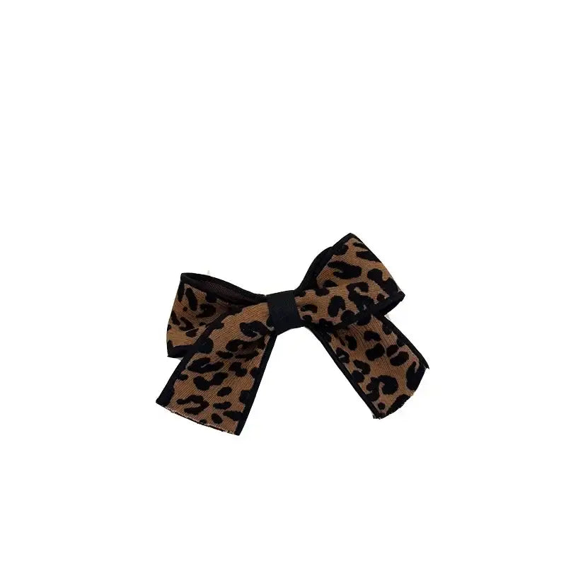 Korean hair accessories set leopard print for women girl bow pins and clip vintage trendy leading fashion scrunchies