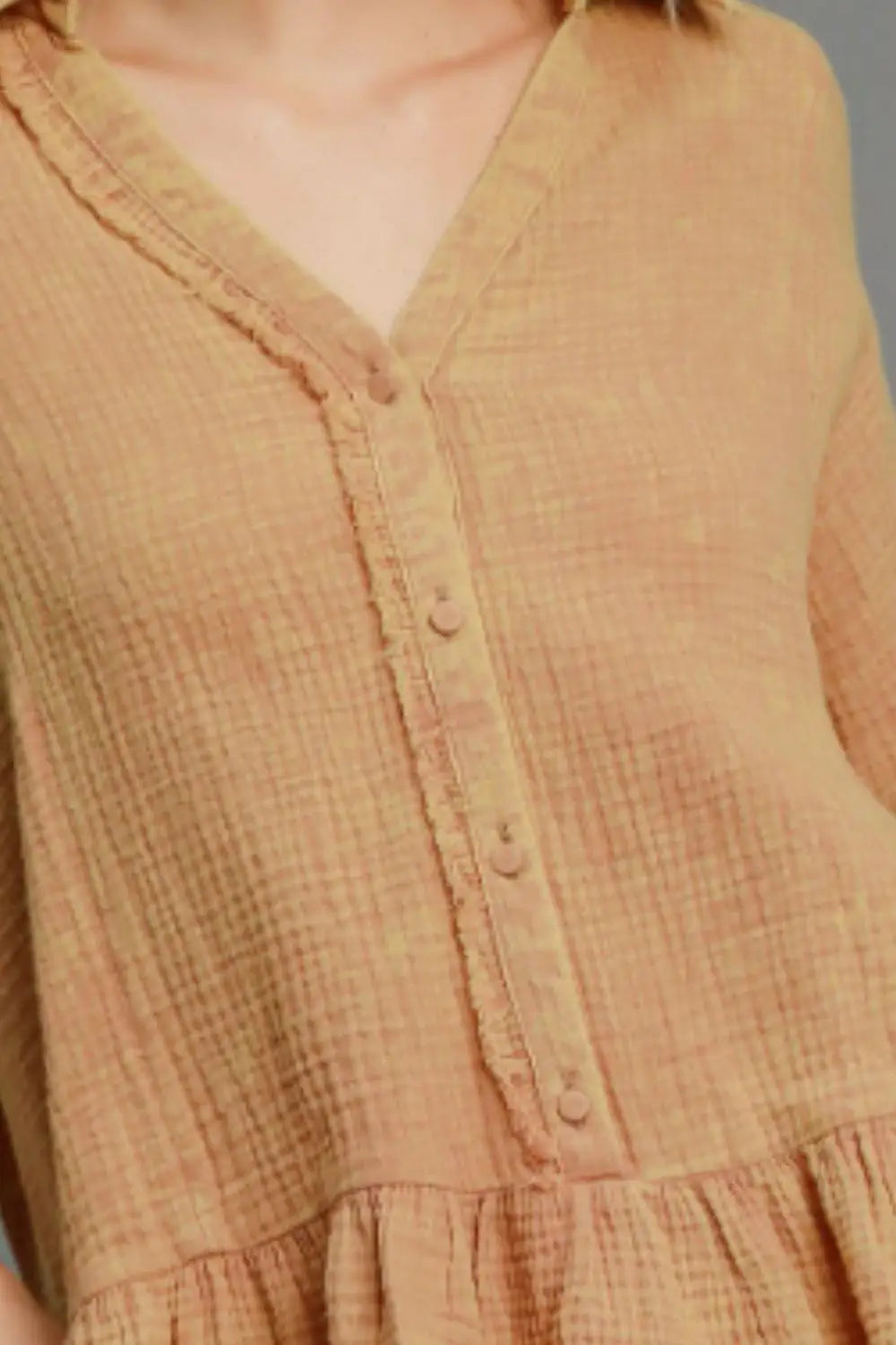 Latte Color Cotton Gauze Top - Tops