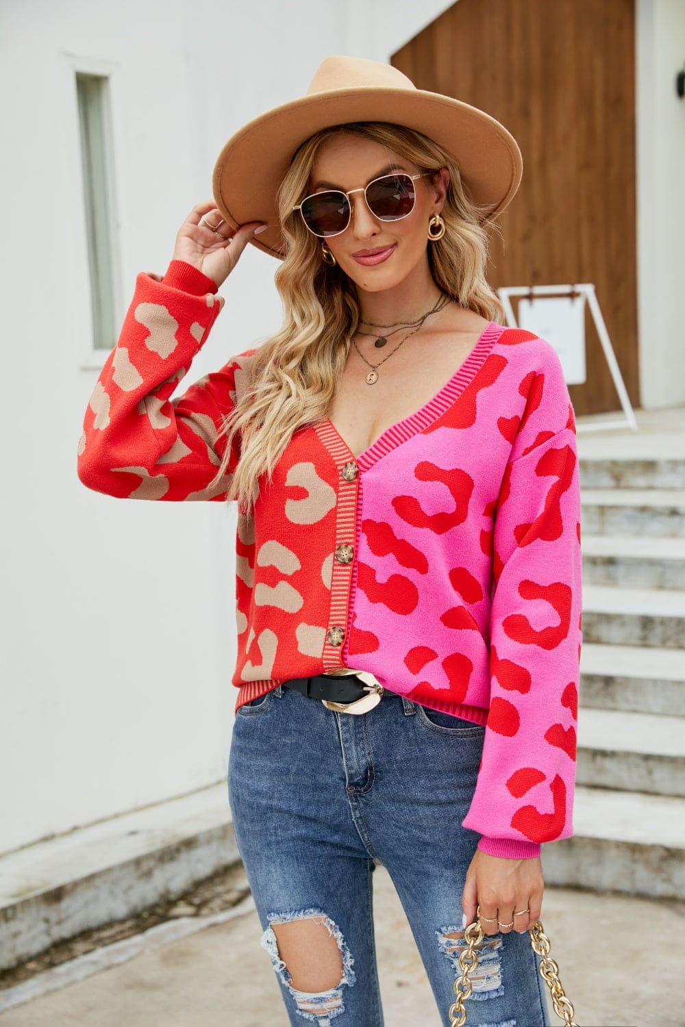 Leopard Button Up Colorful Cardigan