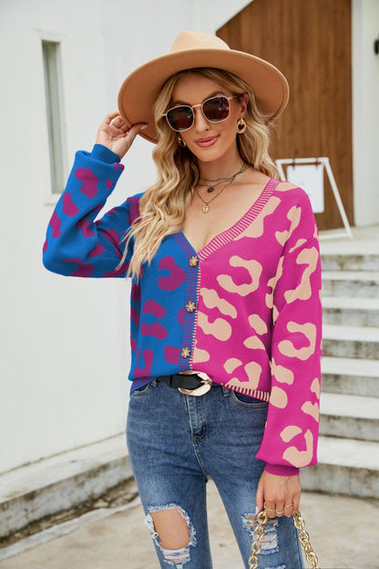 Leopard Button Up Colorful Cardigan