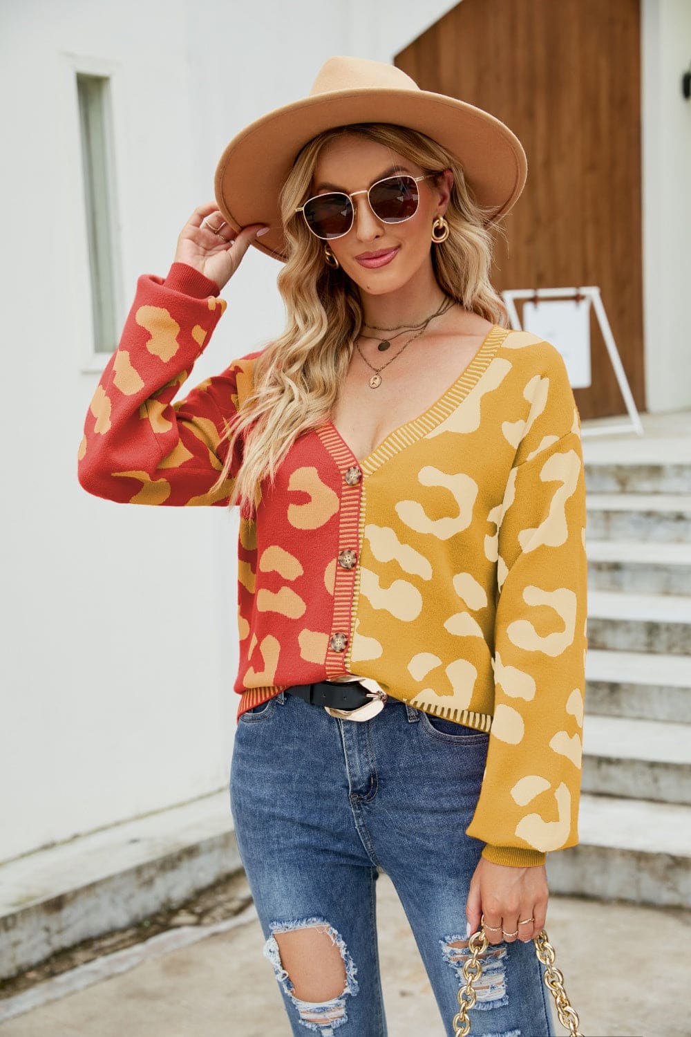 Leopard Button Up Colorful Cardigan