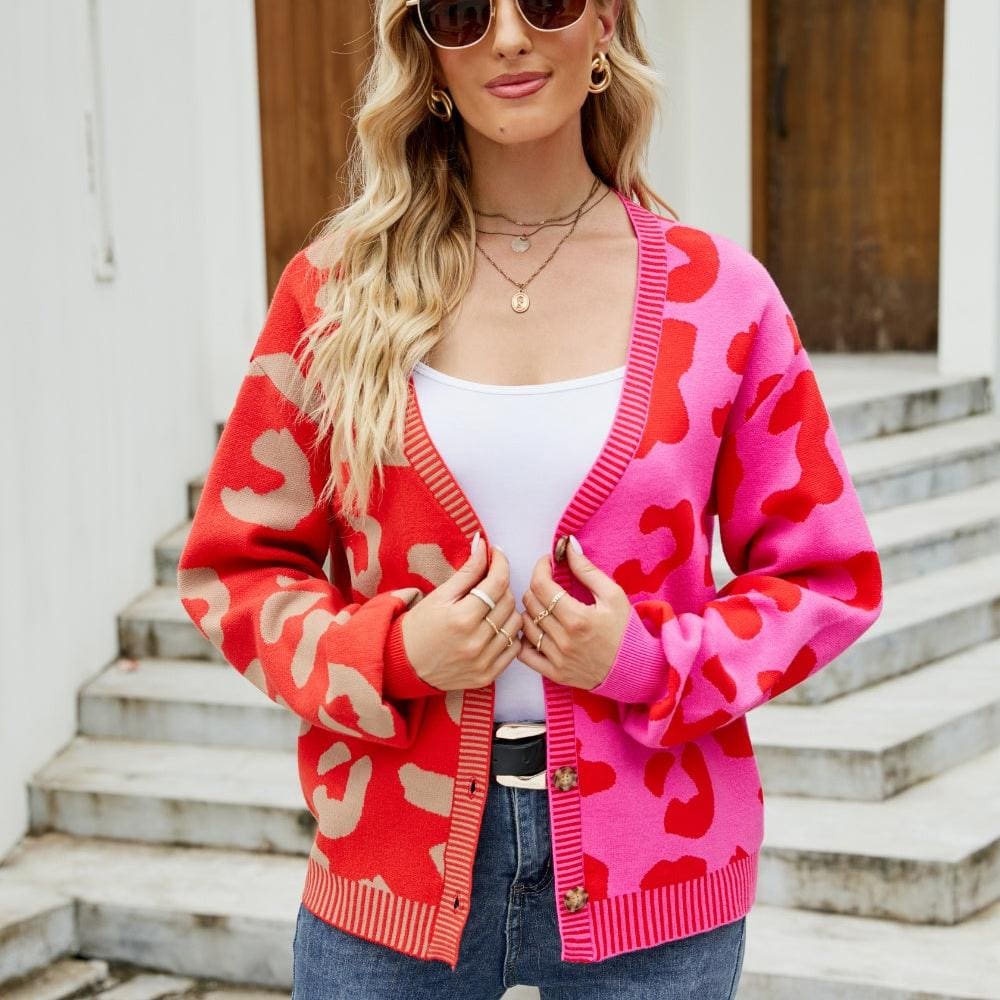 Leopard Button Up Colorful Cardigan