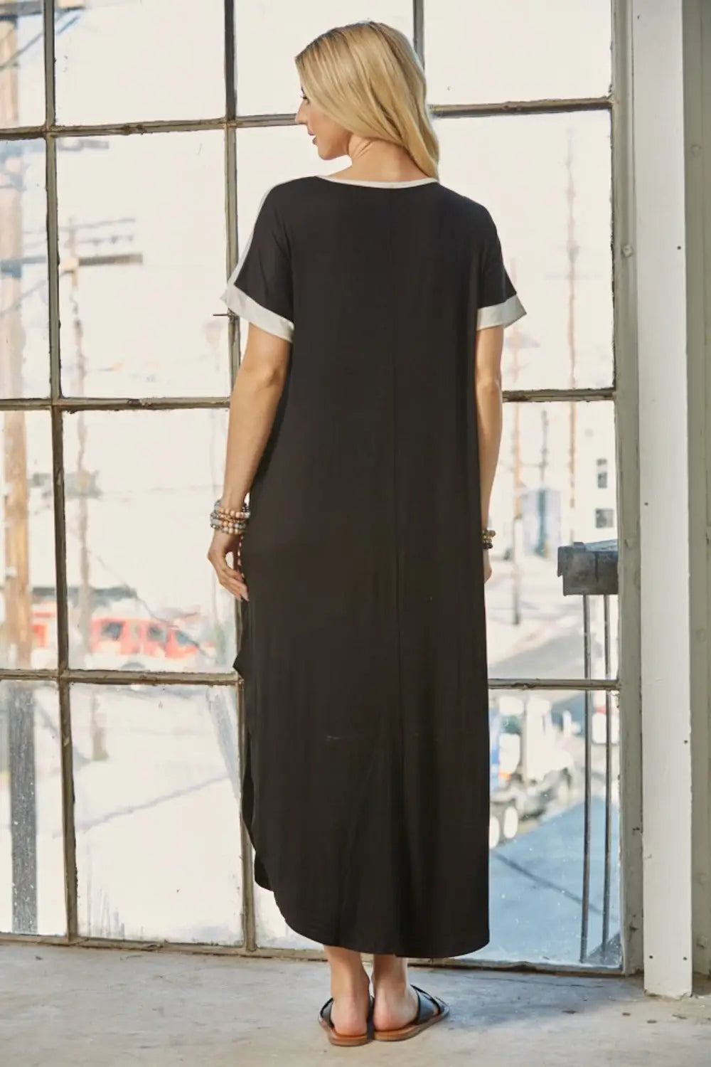 Leopard Color Block Slit Maxi Dress - Eclectage