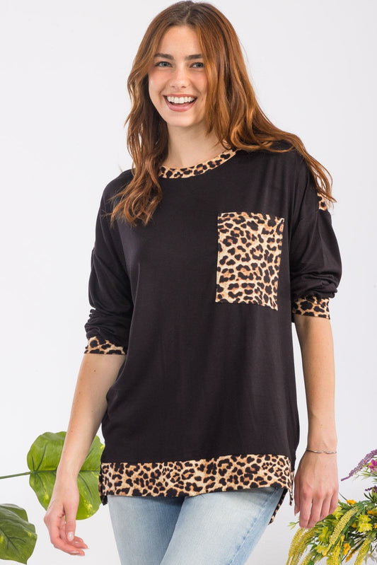 Leopard Dropped Shoulder T-Shirt