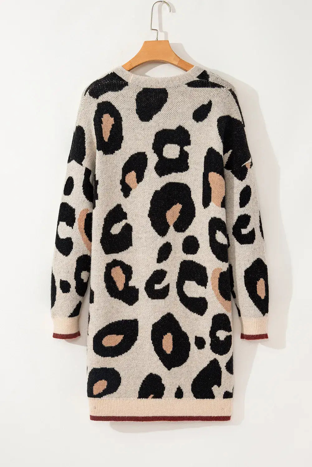 Leopard Open Front Long Sleeve Cardigan - S to XL