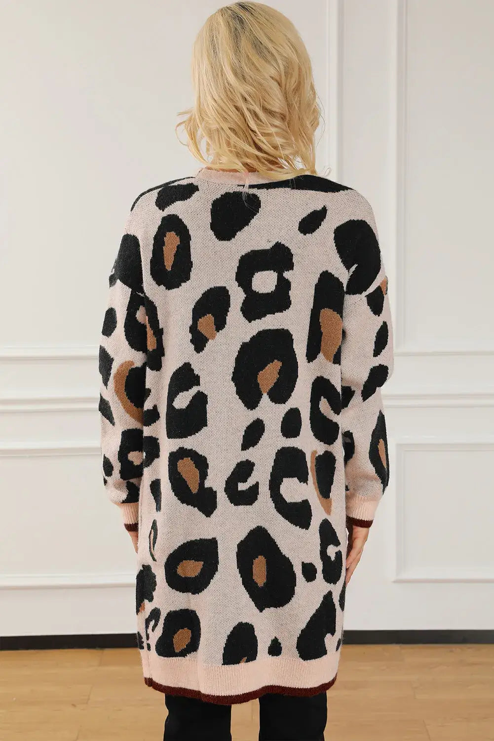 Leopard Open Front Long Sleeve Cardigan - S to XL