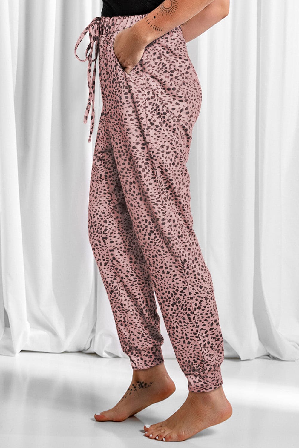 Leopard Drawstring Pocketed Pants in 4 Colors - S to 3X