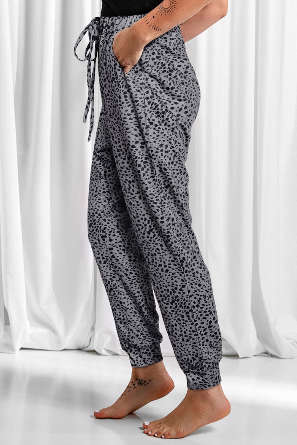 Leopard Drawstring Pocketed Pants in 4 Colors - S to 3X