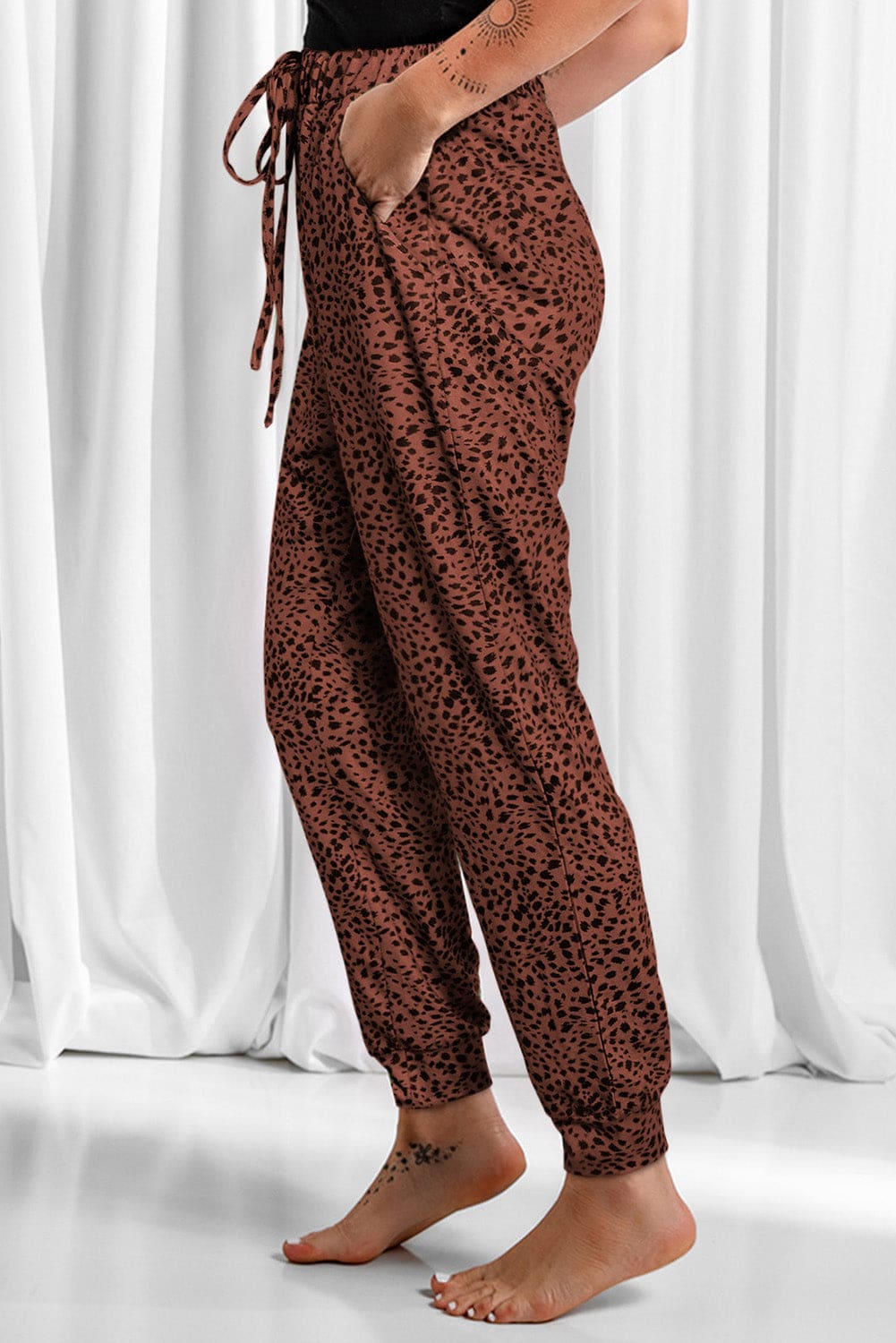 Leopard Drawstring Pocketed Pants in 4 Colors - S to 3X