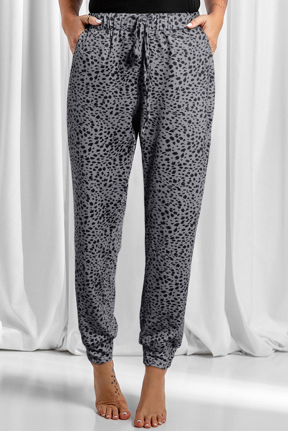 Leopard Drawstring Pocketed Pants in 4 Colors - S to 3X